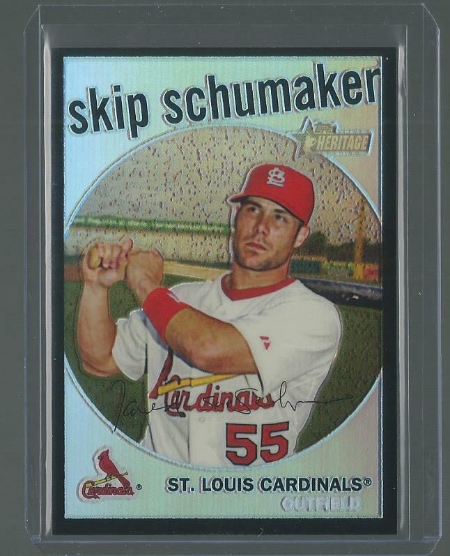 2008 TOPPS HERITAGE CHROME SKIP SCHUMAKER CARDINALS BLACK REFRACTOR RARE 08/59