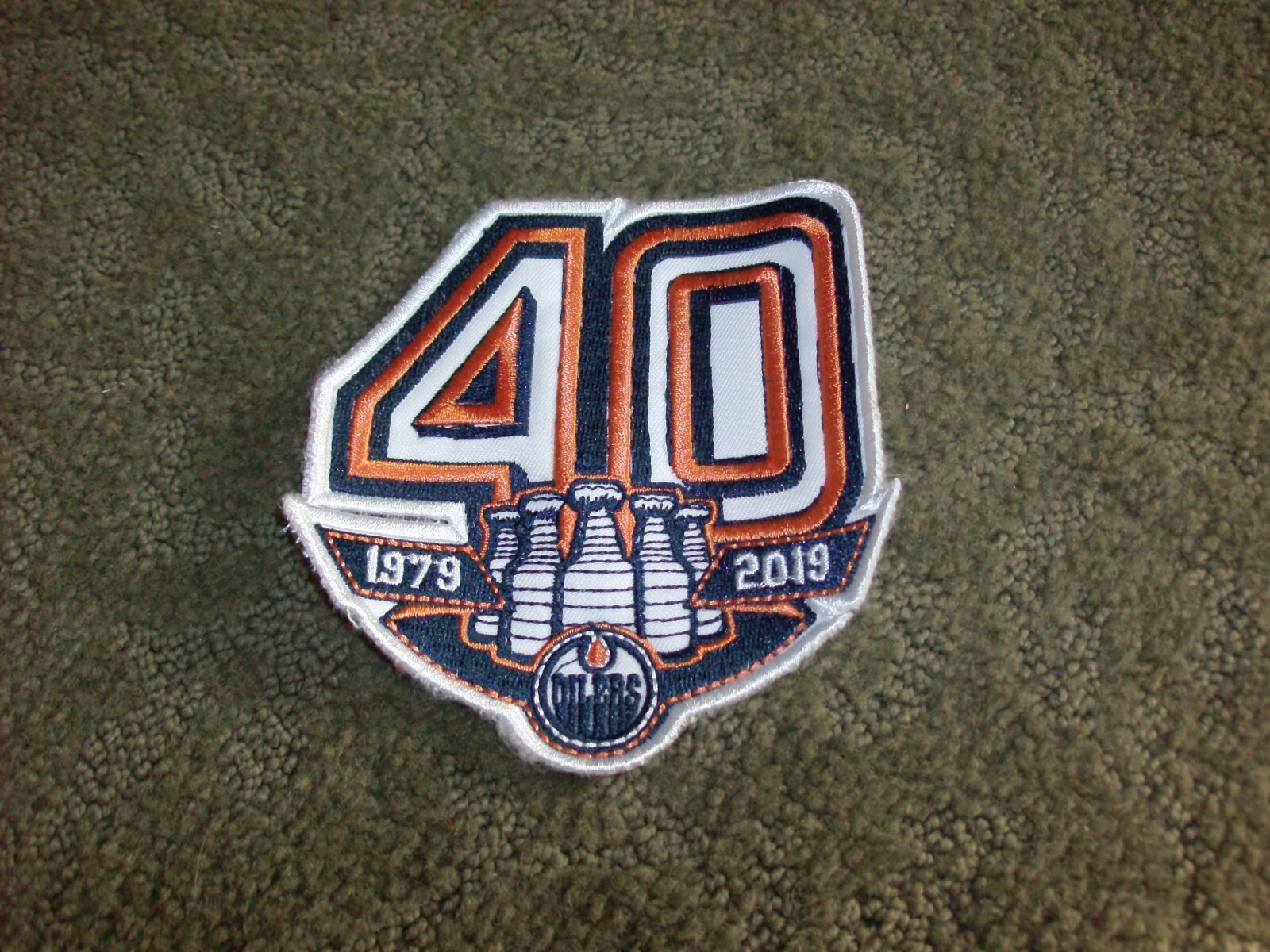 Free Ship, Edmonton Oilers 40th Anniversary patch, authentic NHL, 4 inches by 3