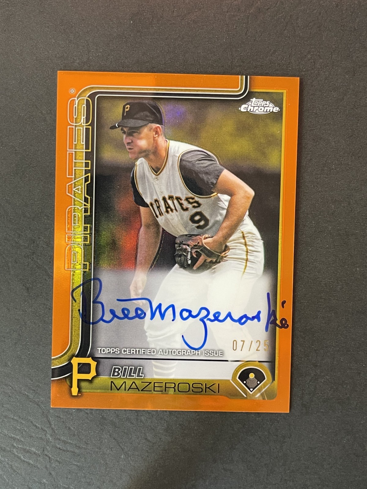 2025 Topps Chrome Bill Mazeroski Auto Orange Refractor #/25