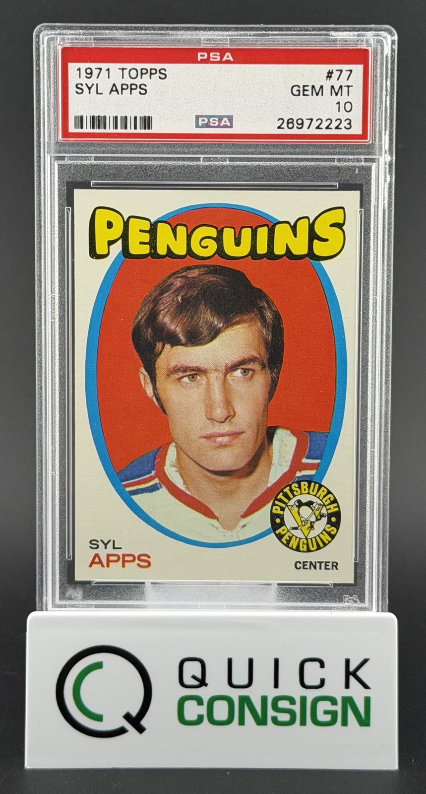 SYL APPS 1971-72 TOPPS #77 PSA 10 Q6995