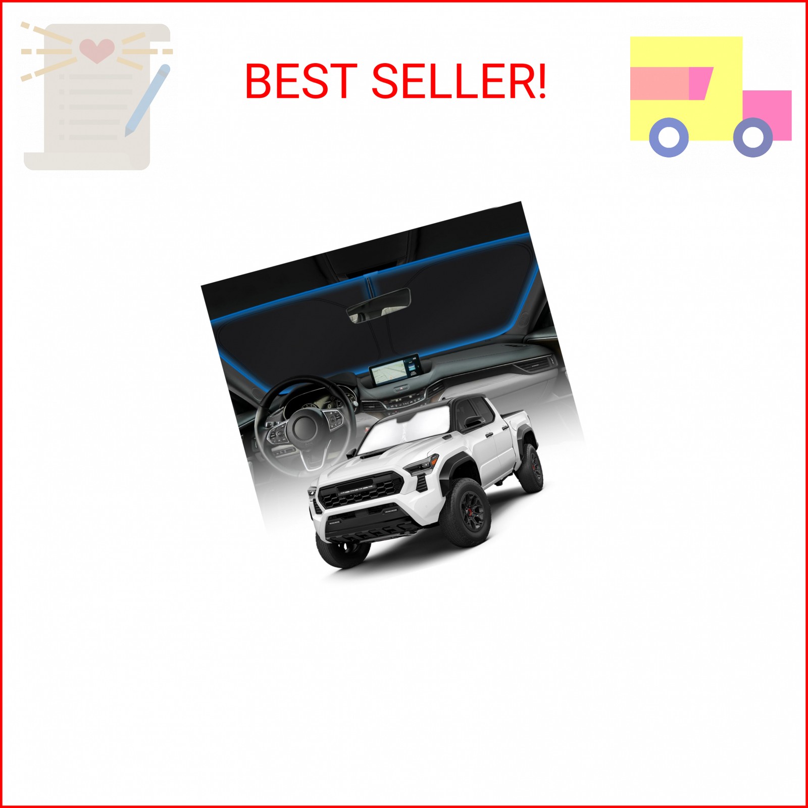 KUST Windshield Sun Shade for Toyota Tacoma Accessories 2016-2025 2026 2Dr 4Dr P
