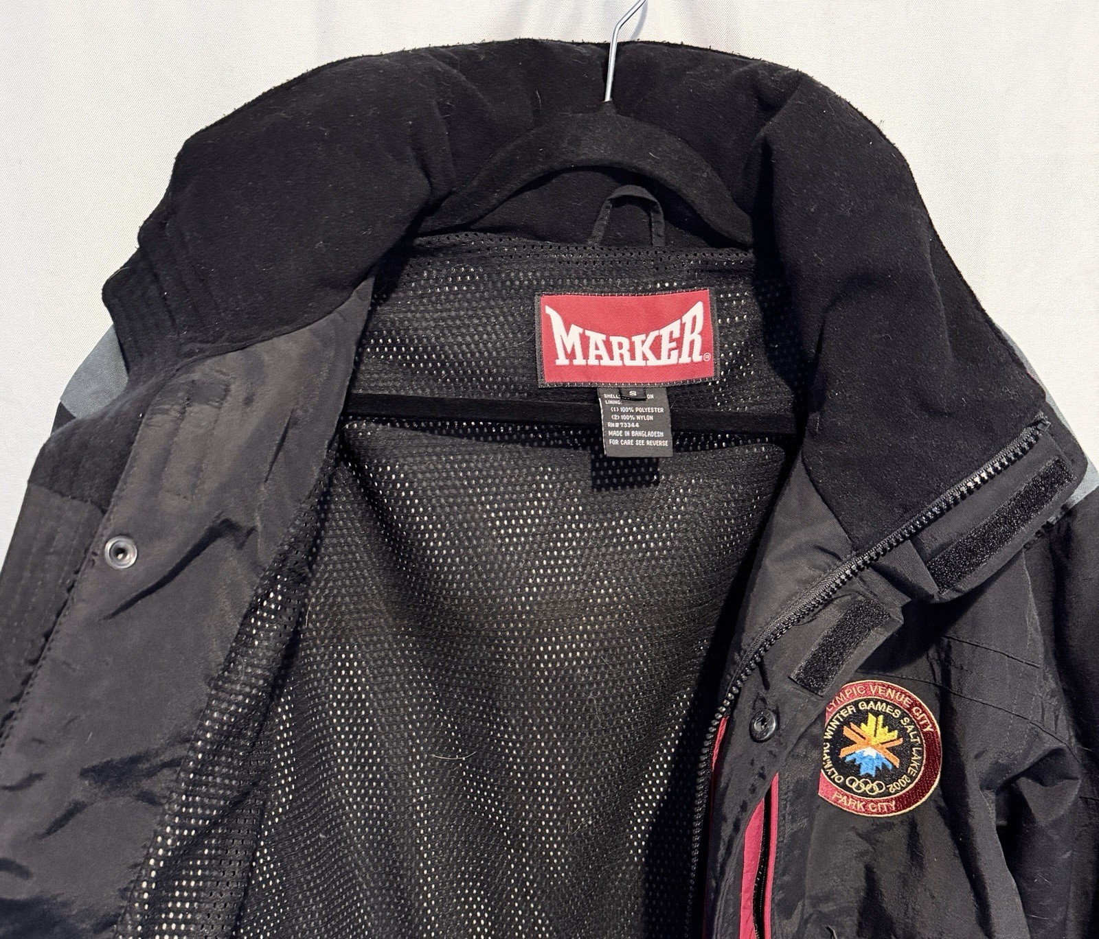 Y2K MARKER 2002 Winter Olympics Jacket Salt Lake City Snow Ski Black VTG Mens S