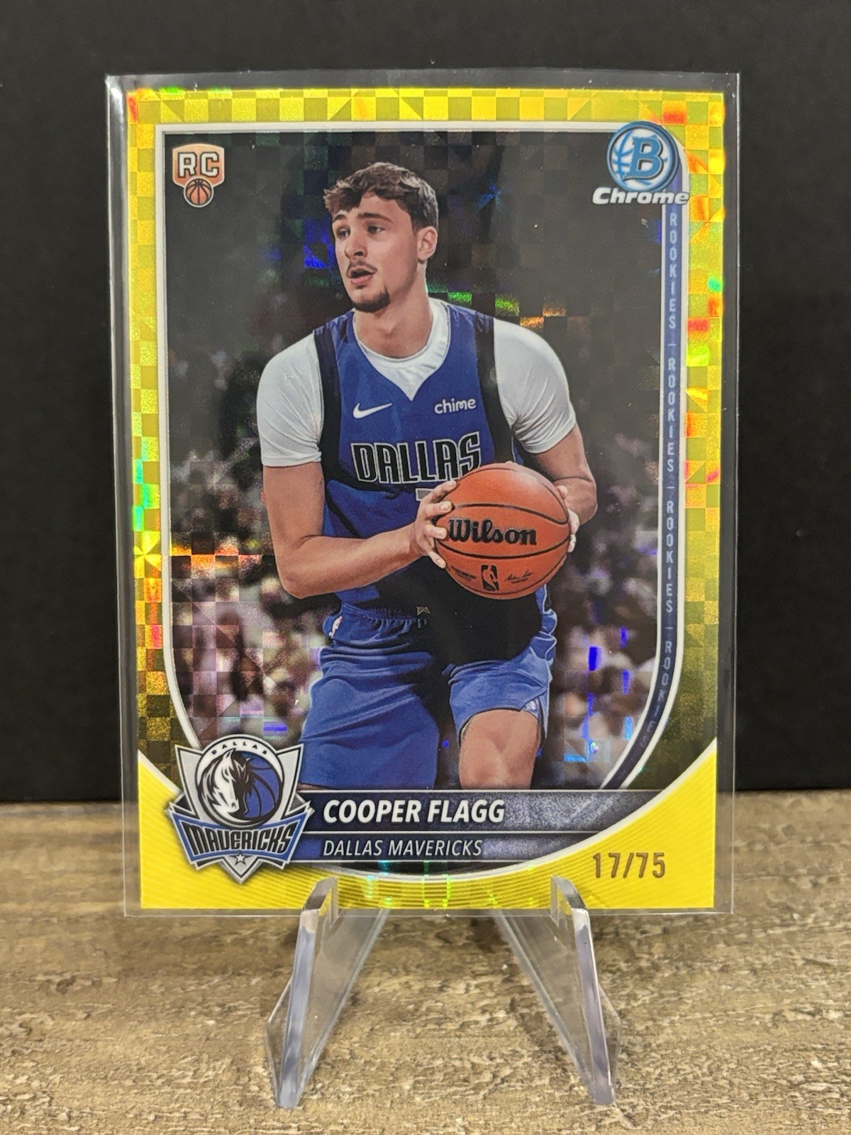 2025 Bowman Chrome Cooper Flagg Yellow X-Fractor 17/75 ROOKIE Mavericks #BCV-1