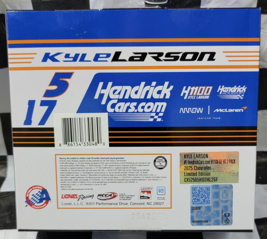 KYLE LARSON 2025 Hendrick.Com Chevrolet H1100 2-pk 1:64 scale CX52565HDDKL2GF