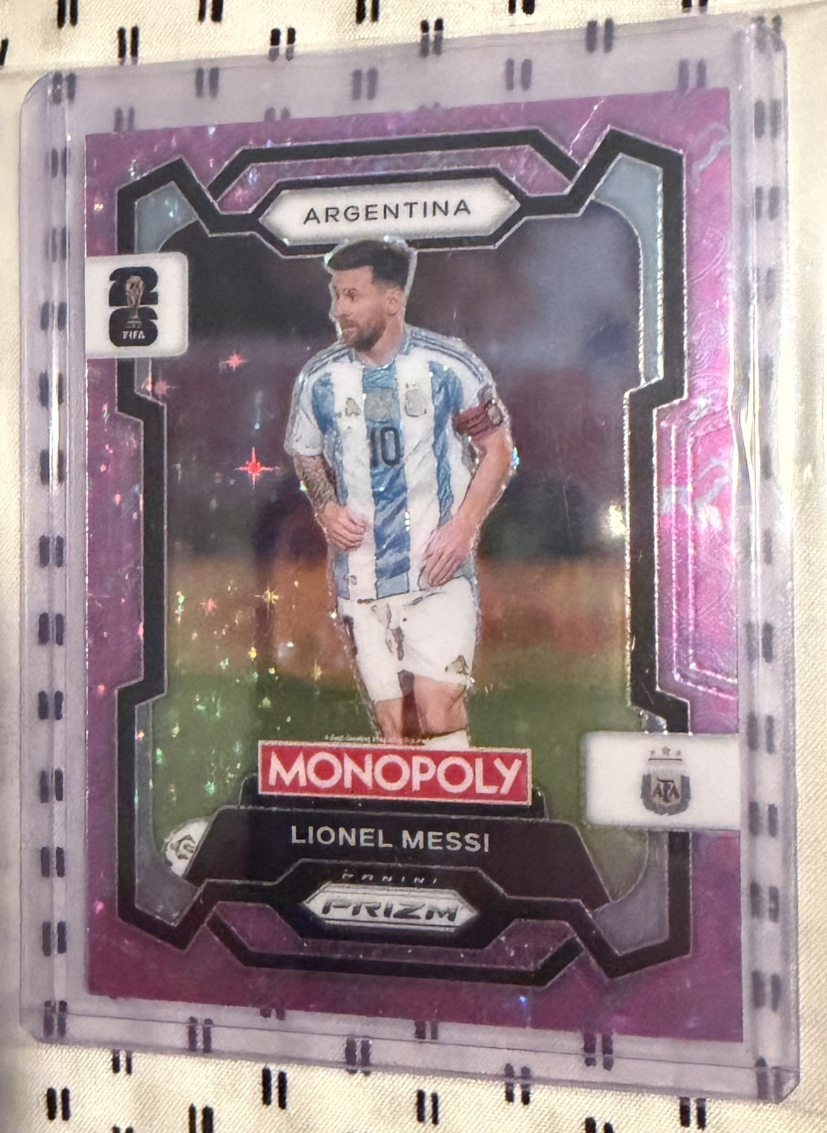 Lionel Messi 2026 Panini Monopoly Prizm World Cup #1 Pink Tokens/Stars SSP