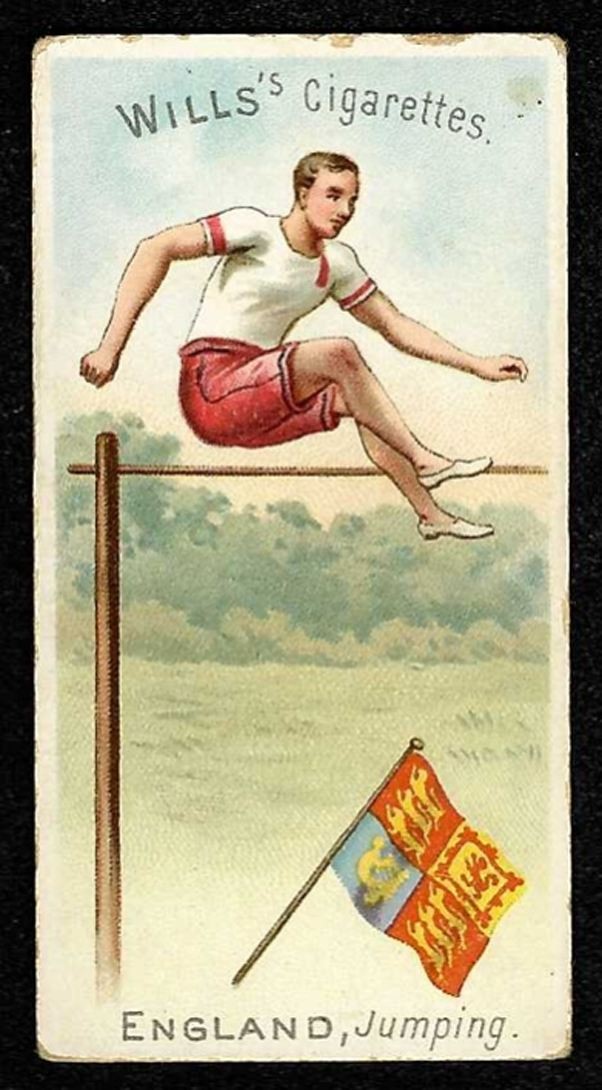 1900 ENGLAND, JUMPING W.D. & H.O. Wills Sports Of All Nations THREE CASTLES #34