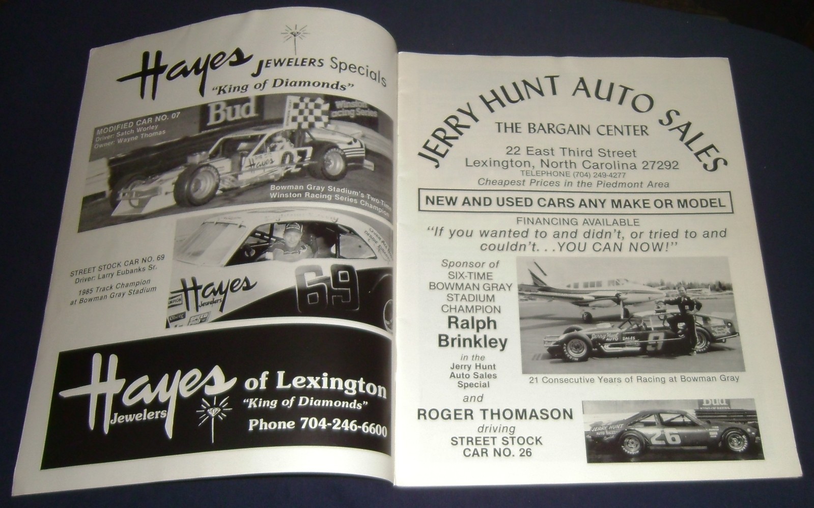 1986 Bowman Gray Stadium Hardees Ladies Night Program Don Smith