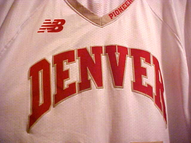 NEW SEWN AUTHENTIC DU Denver University Pioneers LAX Lacrosse Team Jersey, Large