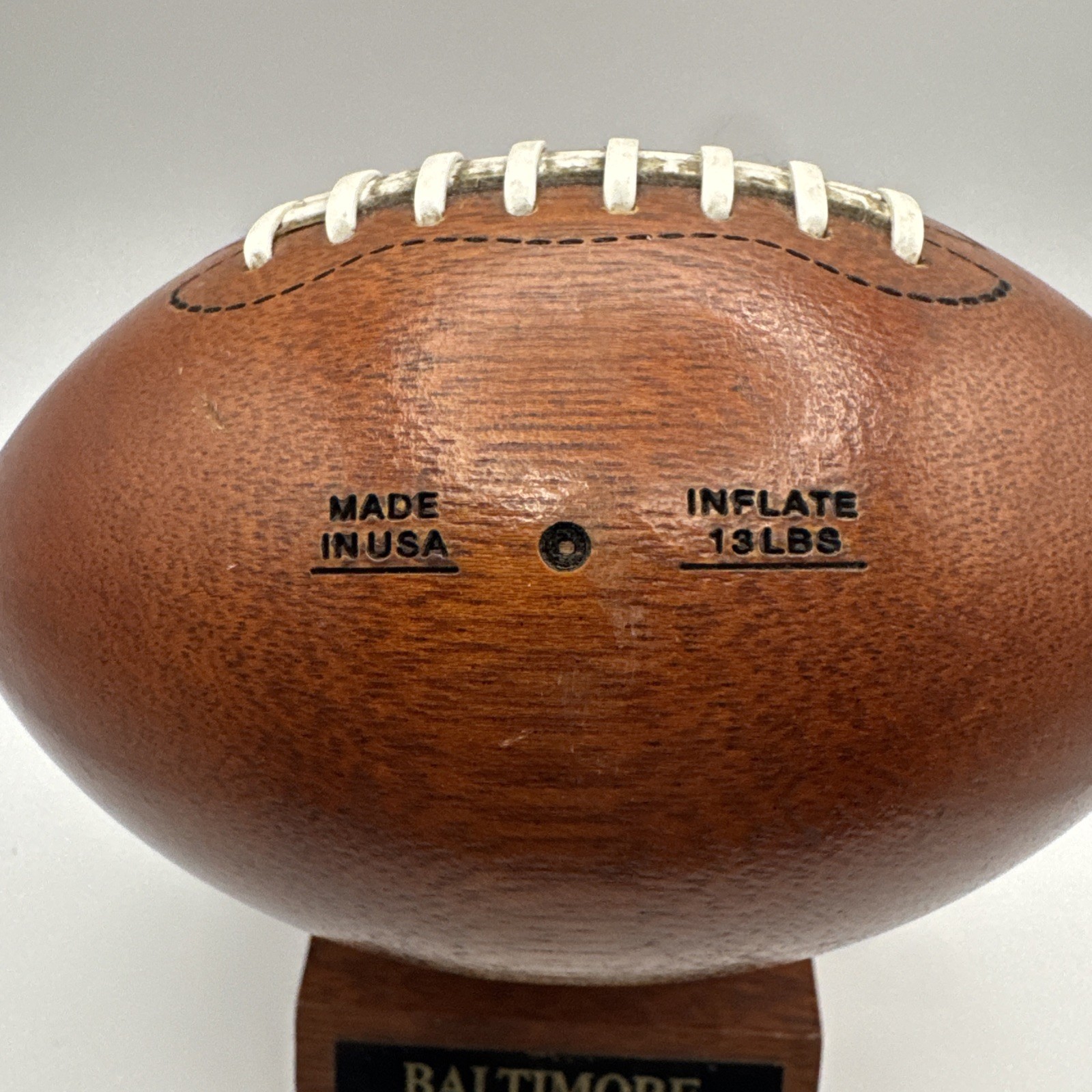 Baltimore Ravens Solid Wooden Mini Football NFL GBOW Wooden Mini FLYING B RARE