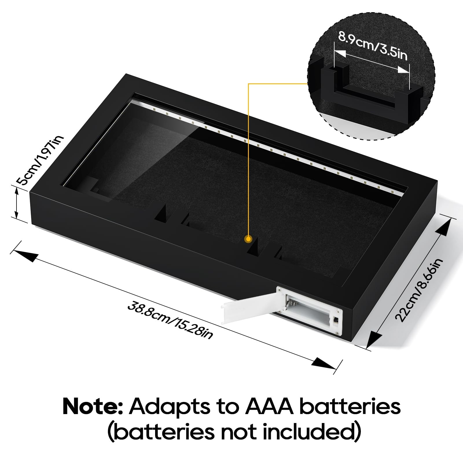 Trading Cards with LED Lighted Wall Mount 3 Graded Sport Card Display Case fo…
