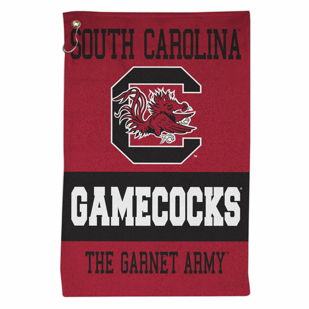 SOUTH CAROLINA GAMECOCKS ALL PURPOSE GOLF TAILGATE TOWEL 16″X25″ HOOK & GROMMET
