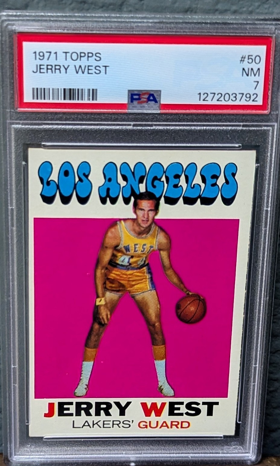 1971 PSA 7 Topps Jerry West – good color and a solid surface