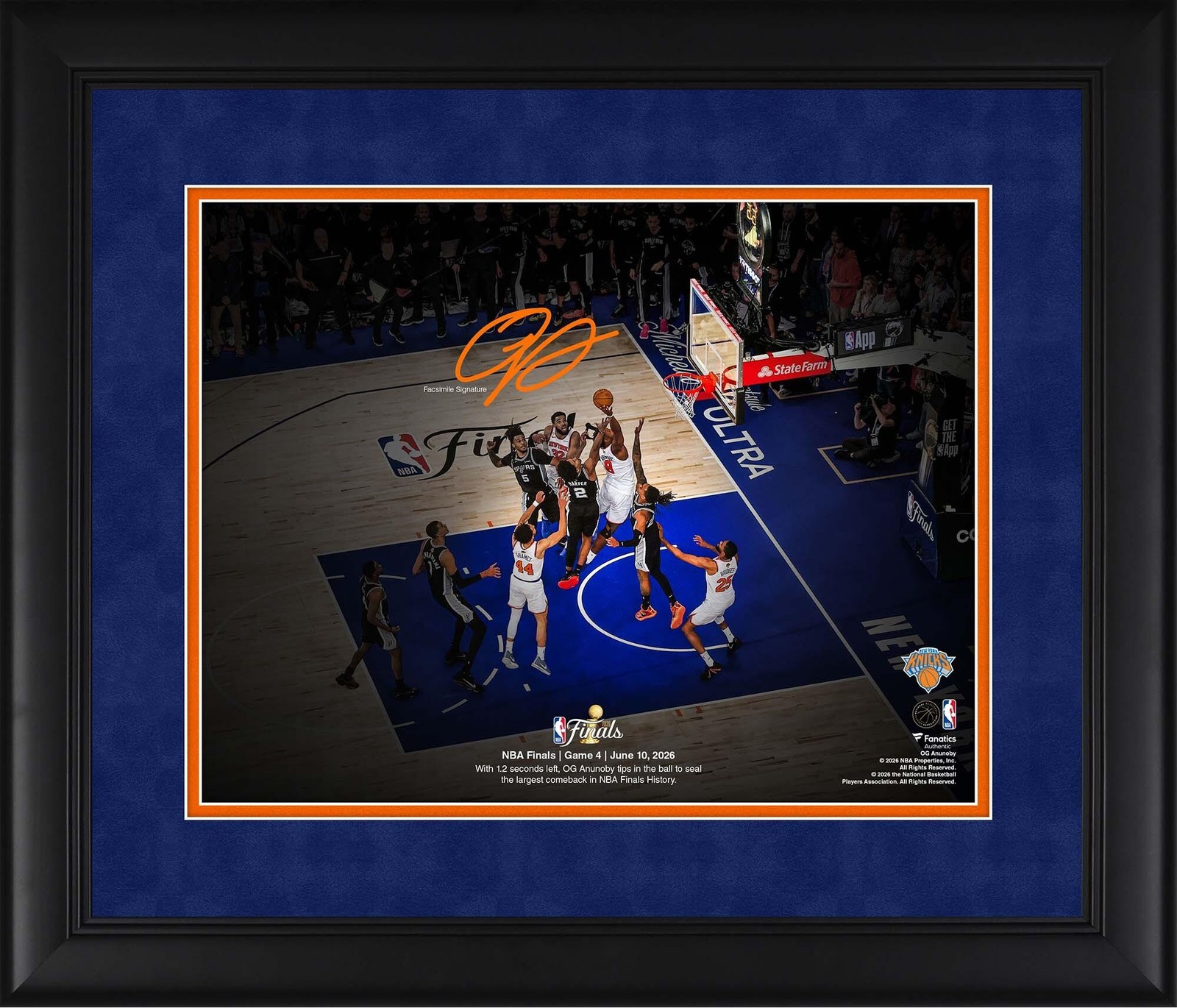 OG Anunoby Knicks Framed 2026 NBA Finals Game 4 Tip In 11×14 Photo – Facsimile