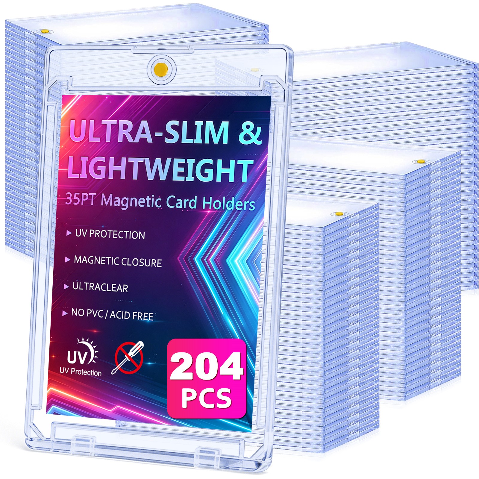 200Pcs Ultra-thin Magnetic Card Holder 35PT For Trading Sports Cards Protector