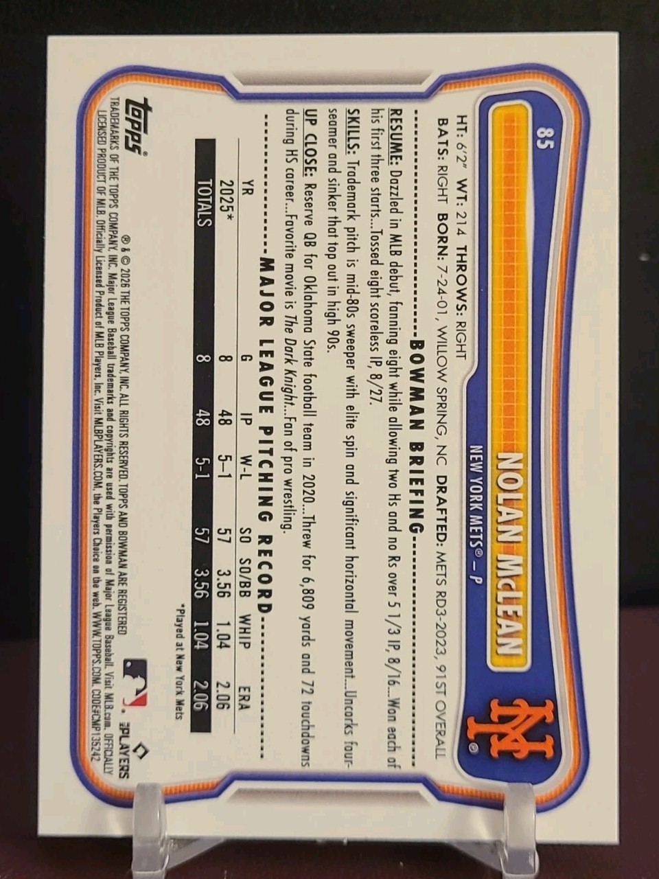 2026 Bowman Nolan McLean #85 RC