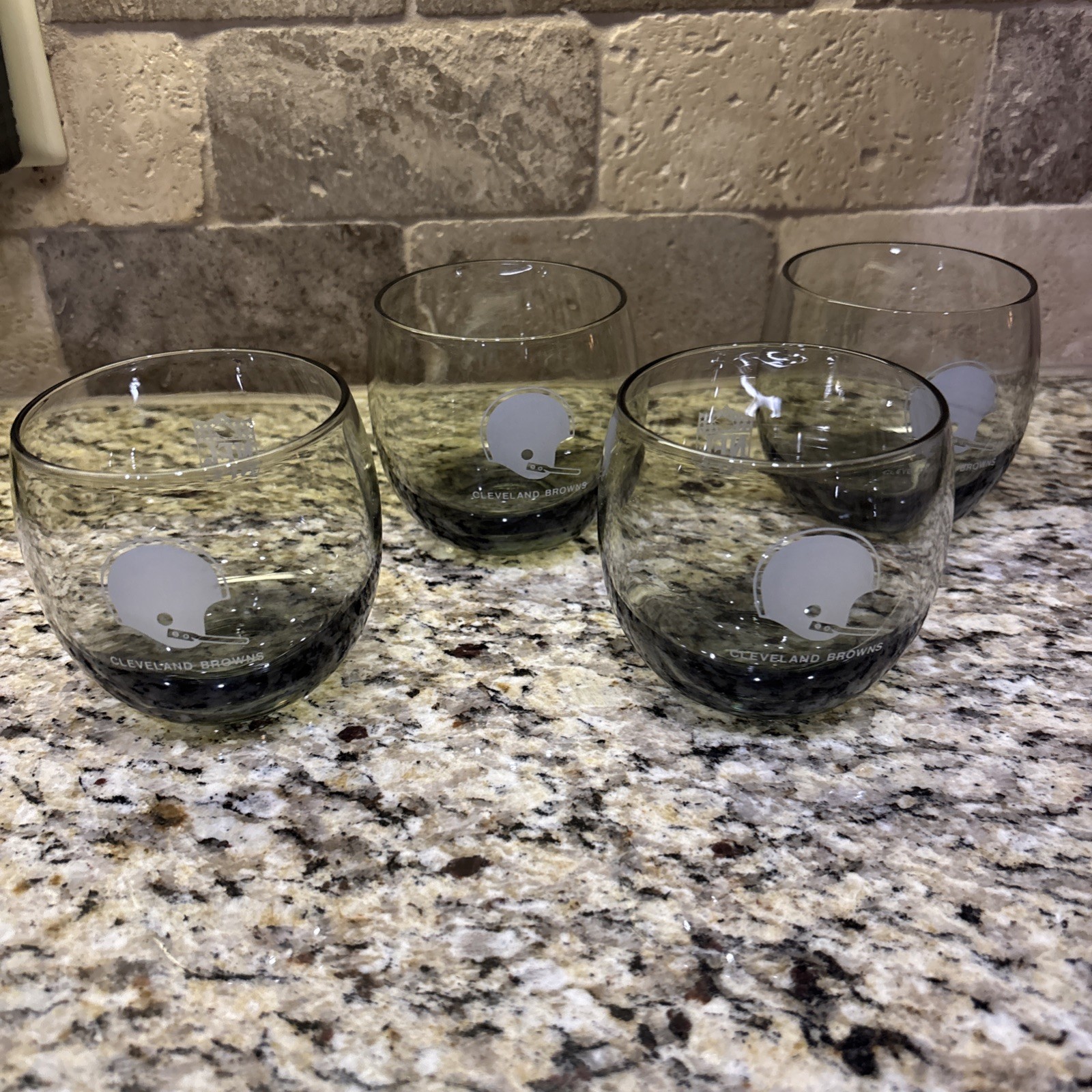 Vintage Cleveland Browns 8oz Smokey Whiskey Glass Set Of 4