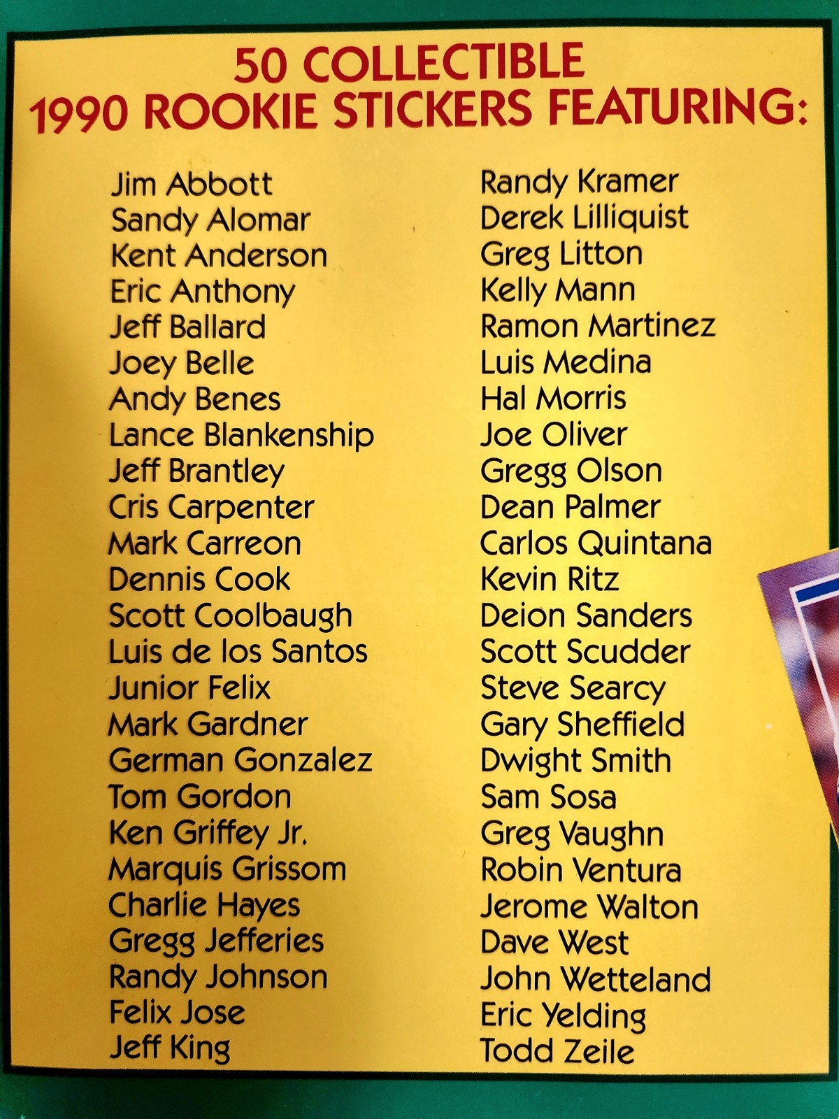 Publications International 1990 Hottest Rookies Baseball Sticker Album 50 Stick…