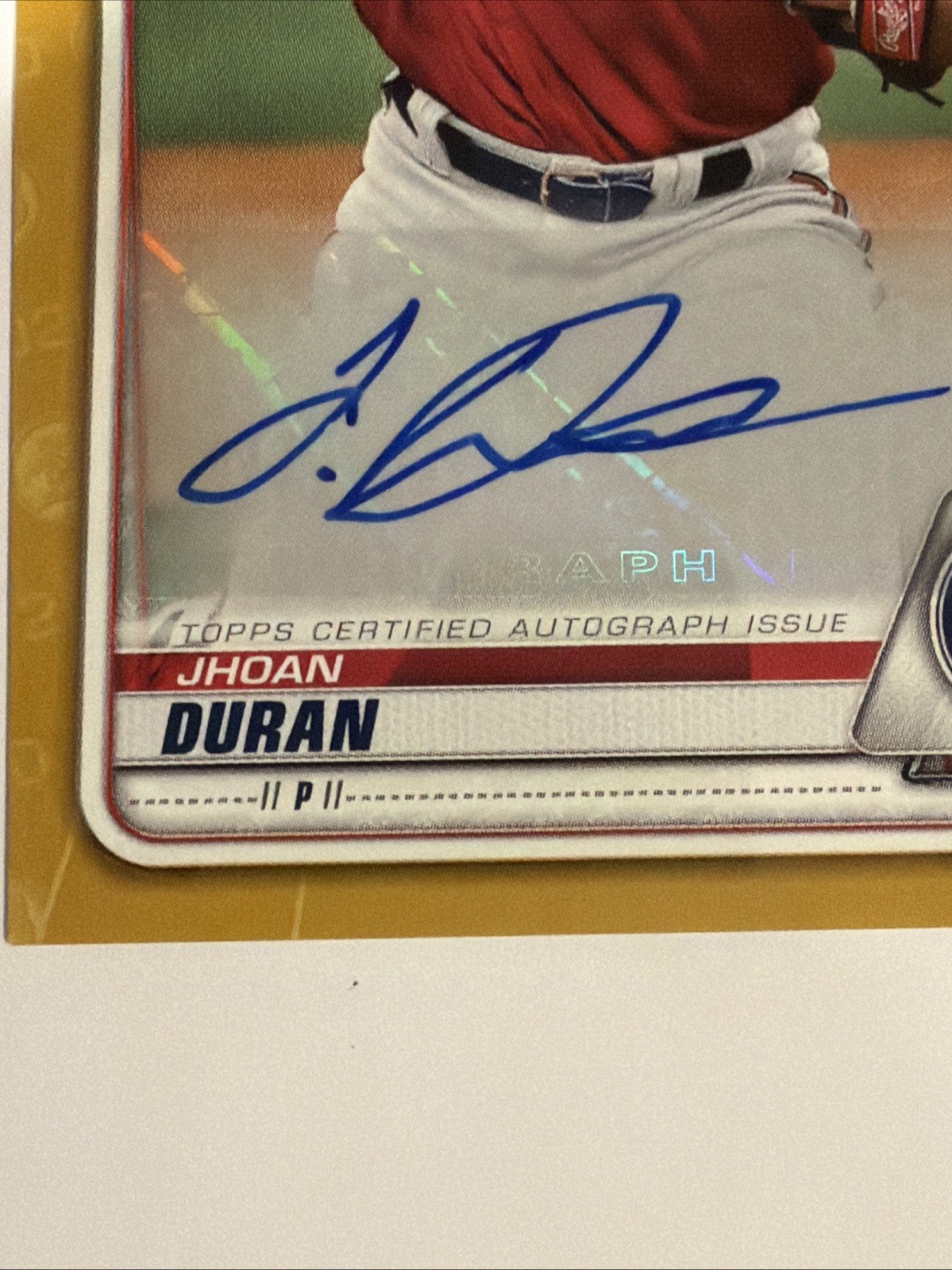 2020 Bowman – #PA-JD Prospects Autographs Jhoan Duran Gold /50 Minnesota Twins