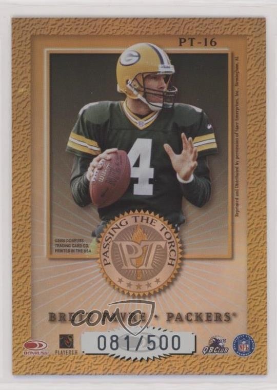 2000 Donruss Elite Passing the Torch /500 Bart Starr Brett Favre #PT-16 HOF 3hd
