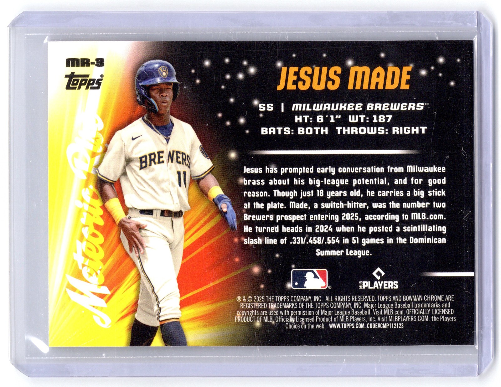 2025 Bowman Chrome #MR-3 Jesus Made Meteoric Rise