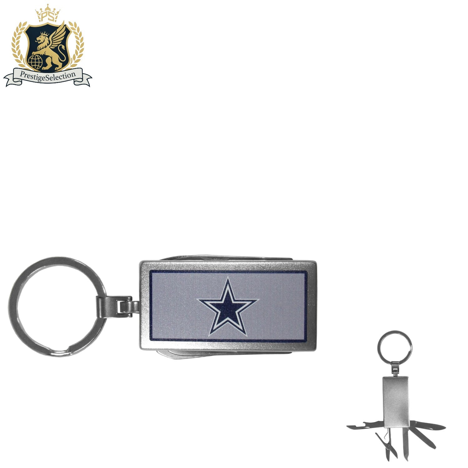 Compact Multi-Tool Key Chain with Dallas Cowboys Logo – Perfect for Tailgating