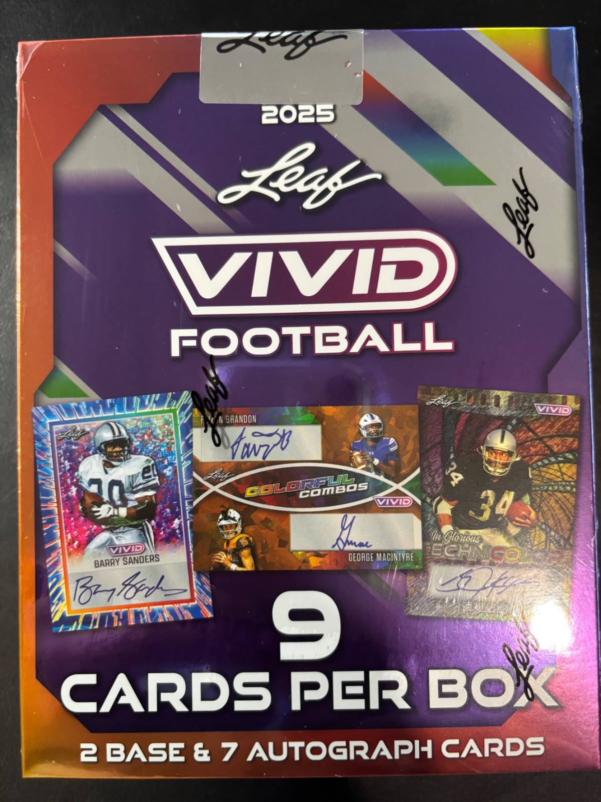 2025 Leaf Vivid Football Factory Sealed Hobby Box