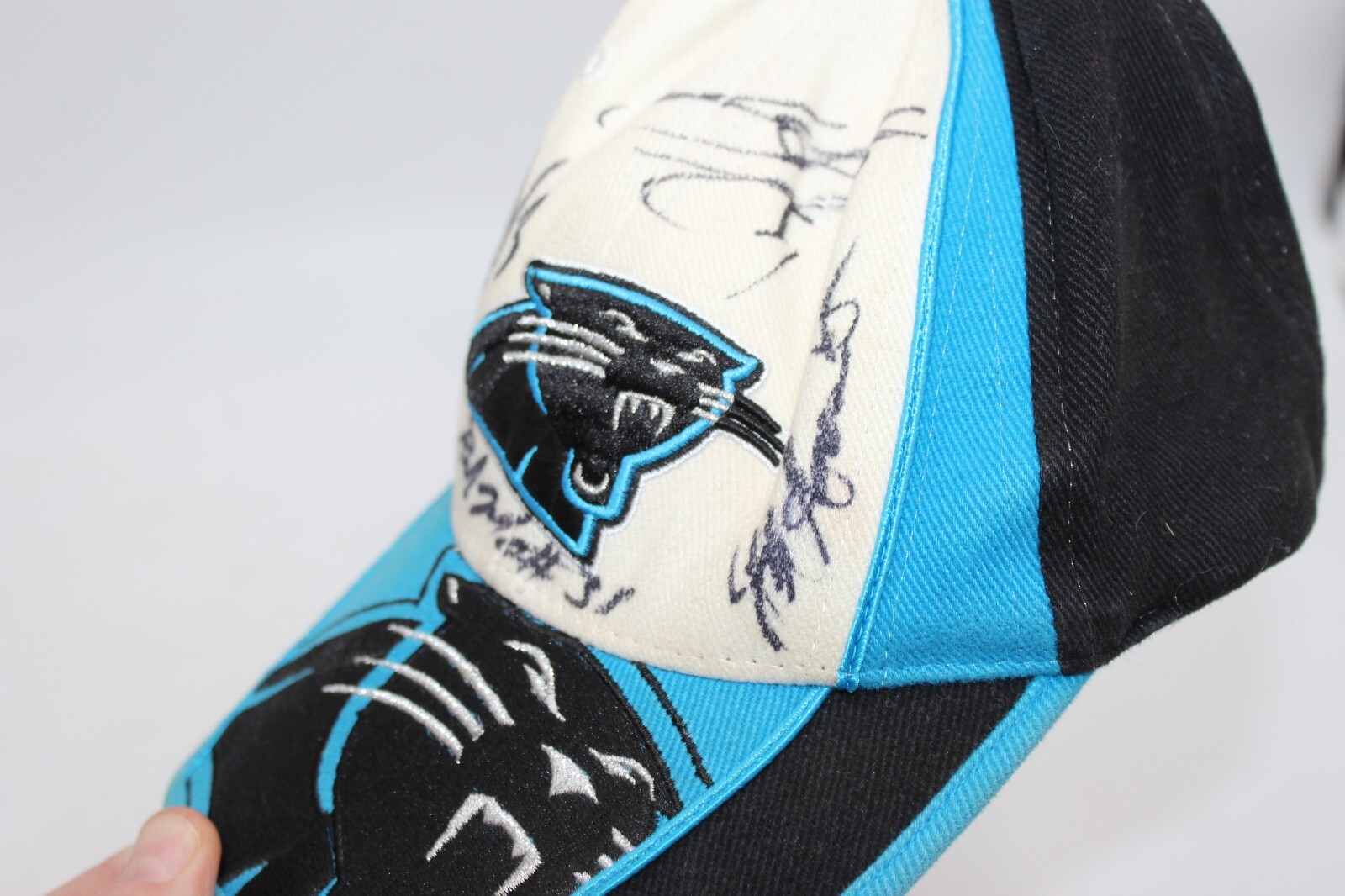 Carolina Panthers Signed Blue Cap Hat Multiple Players Autographs Black Football