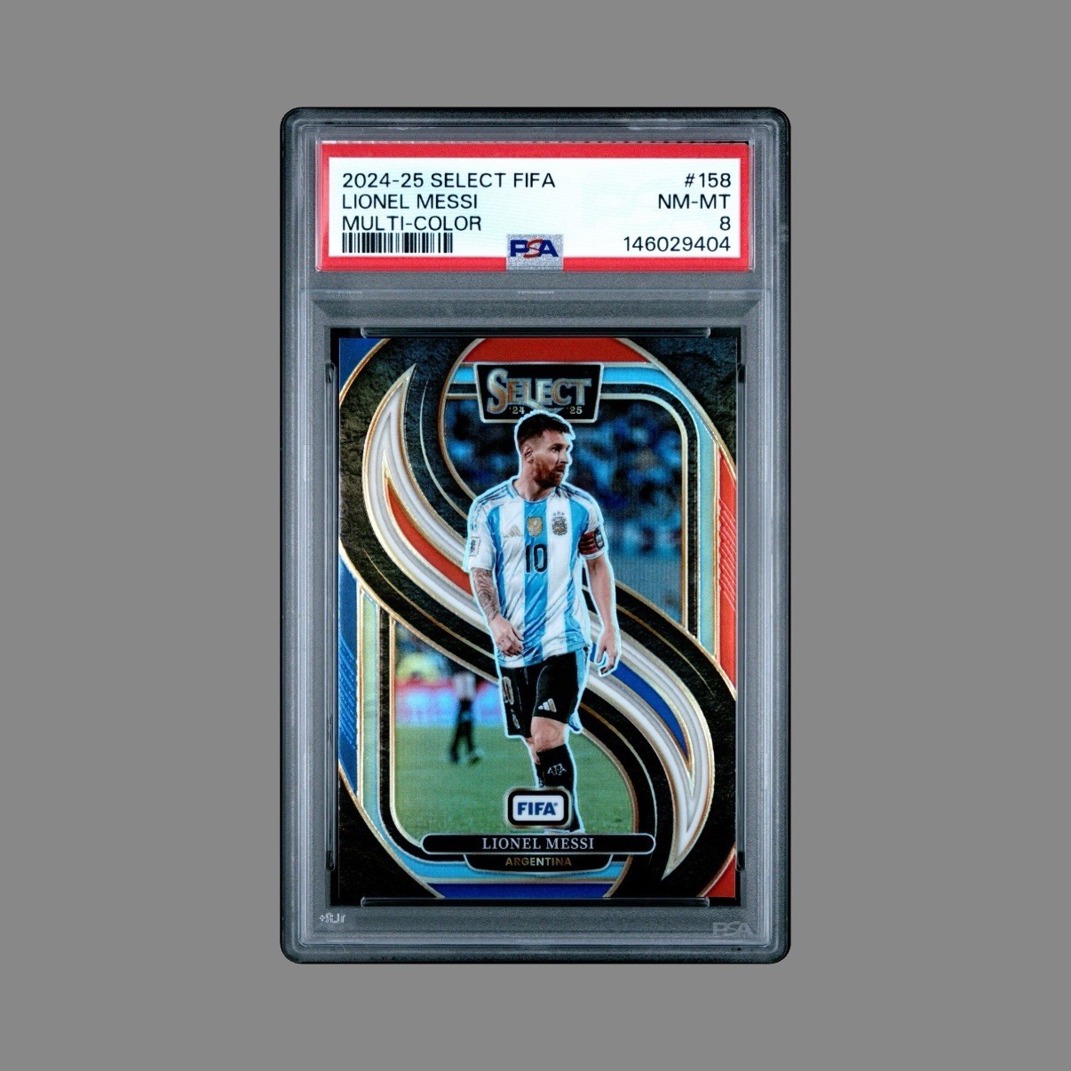 Lionel Messi PSA 8 NM-MT 2024-25 Select FIFA Mezzanine Multi-Color Argentina