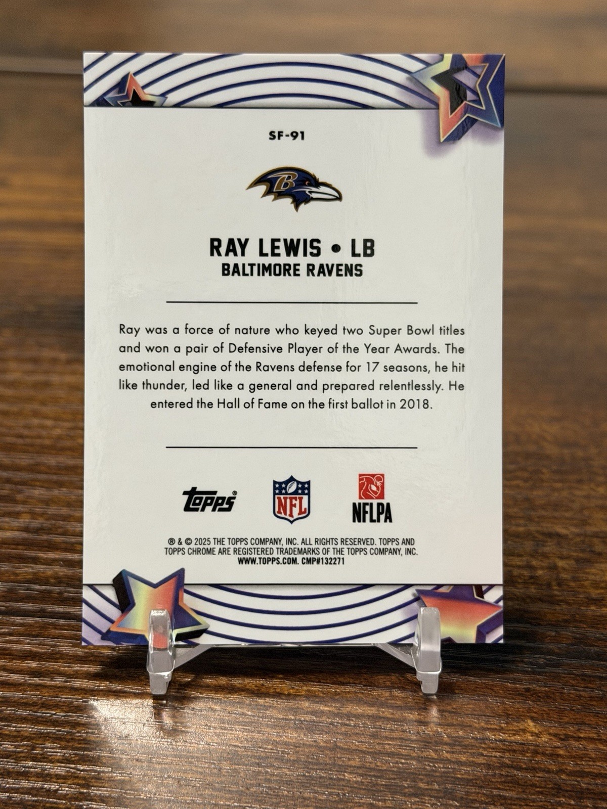 2025 Topps Chrome Cosmic – Ray Lewis Ravens – Starfractor