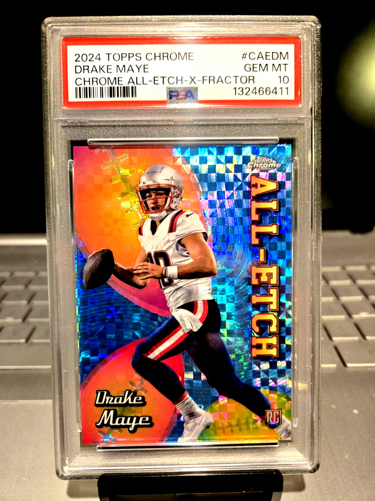 2024 Topps Chrome Drake Maye Chrome ALL-ETCH-X-FRACTOR #CAEDM Gem Mt. 10 “TB-10.
