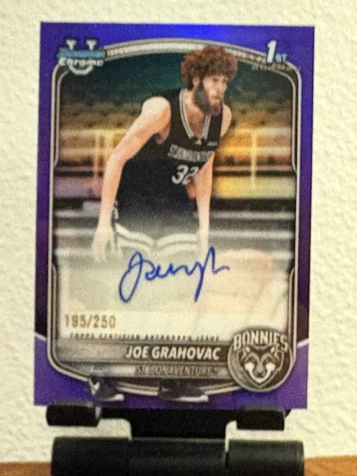 2025-26 Bowman Chrome University Joe Grahovac 1st Auto /250 Purple Refractor RC