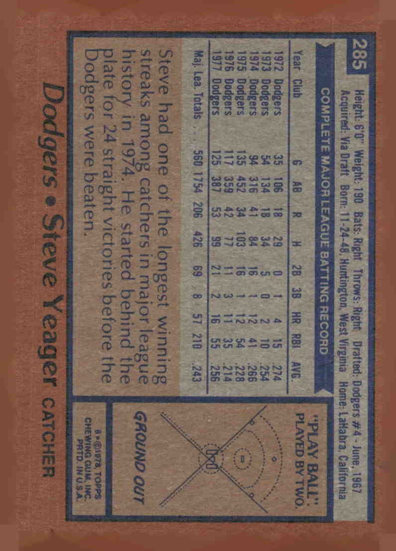 1978 Topps #285 Steve Yeager