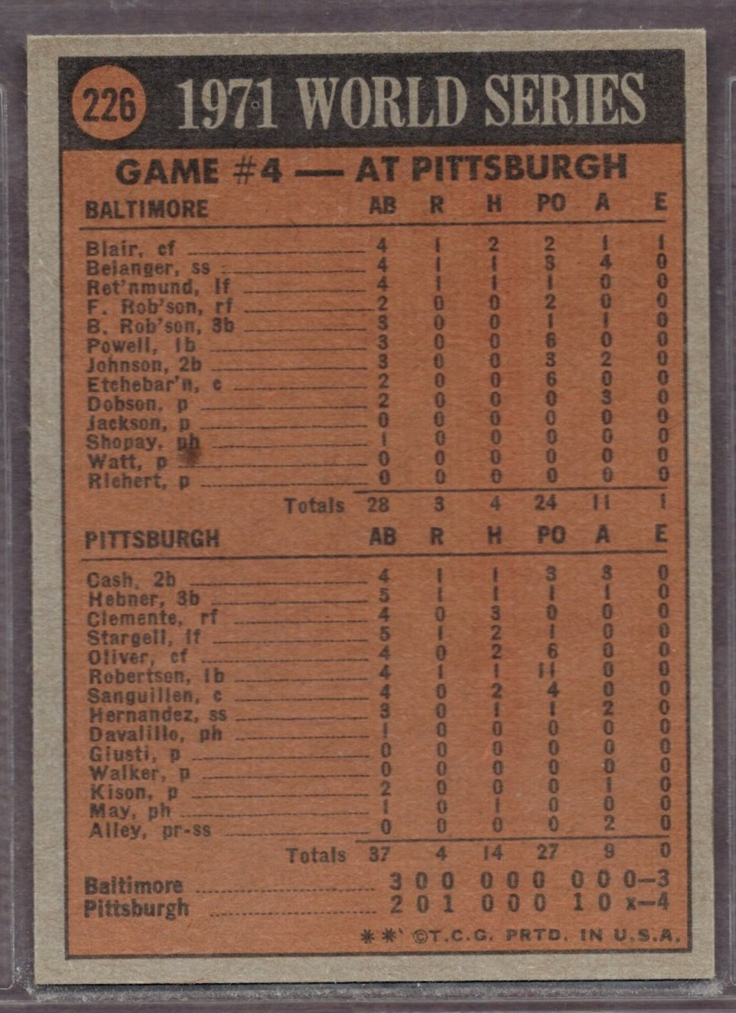 1972 Topps Set-Break #226 Roberto Clemente Ws4 EX-EXMINT *JAYSACE*