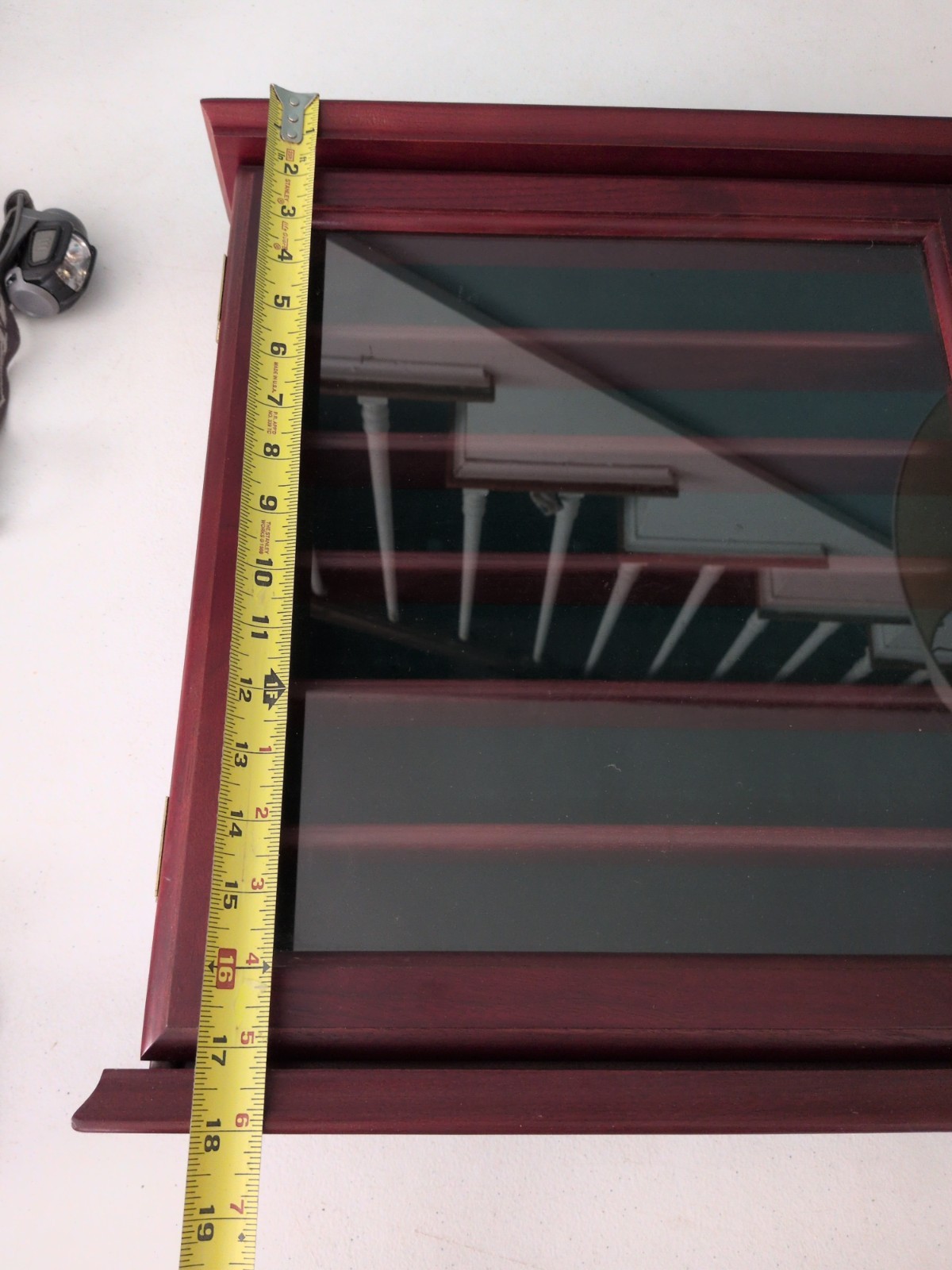 Cherry Mahogany Golf Ball Display Case Wood Cabinet Wall Mount Holds 36 18x16x3″