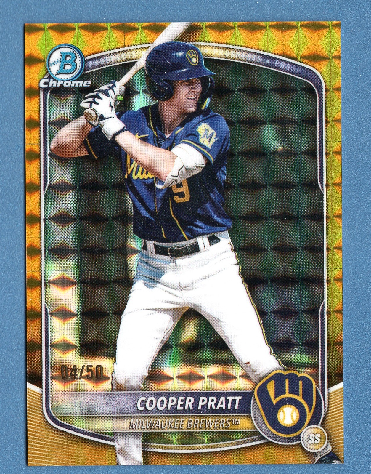 2025 Bowman Draft Chrome COOPER PRATT Gold Geometric #/50 BREWERS Rookie RC