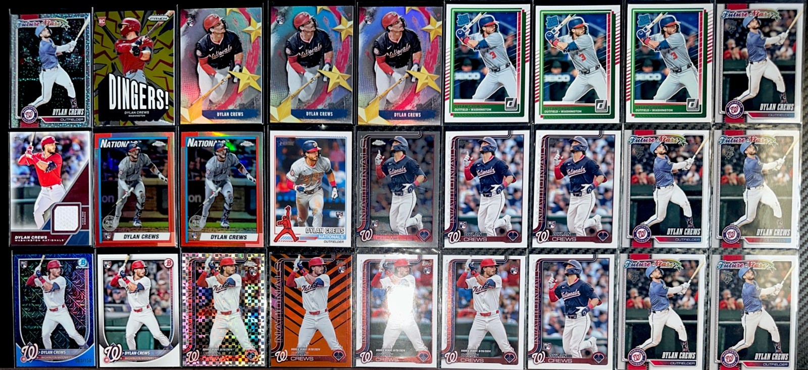 (27) Lot DYLAN CREWS 2025 Bowman Mojo Blue Refractor /150 RC, Xfractor, Relic