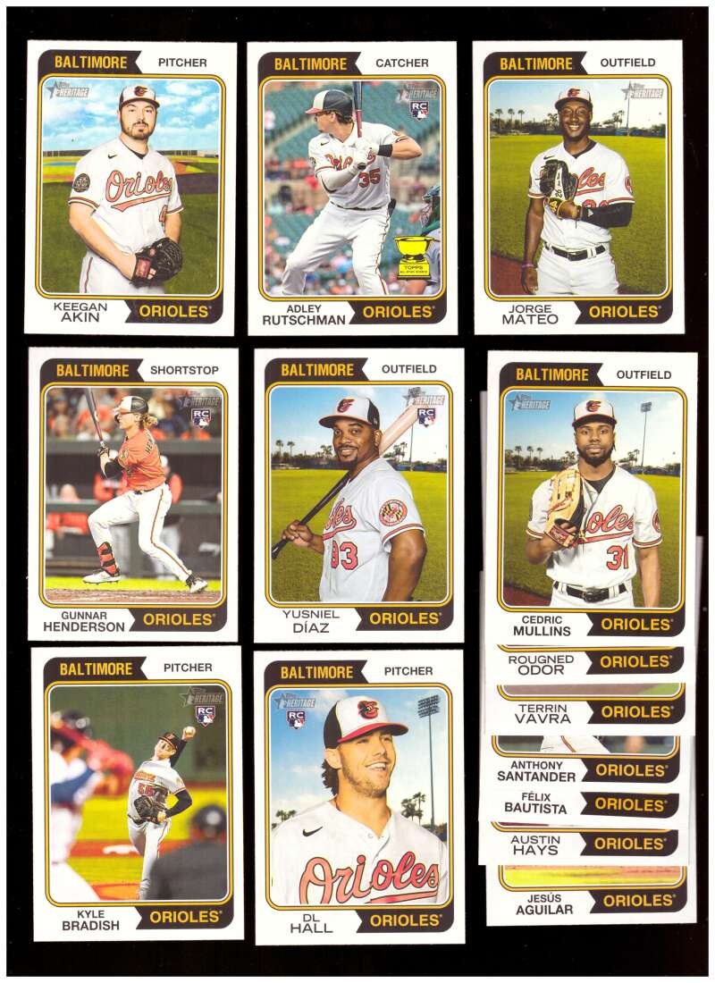 2023 Topps Heritage w/ SP 1-500 – BALTIMORE ORIOLES Team Set
