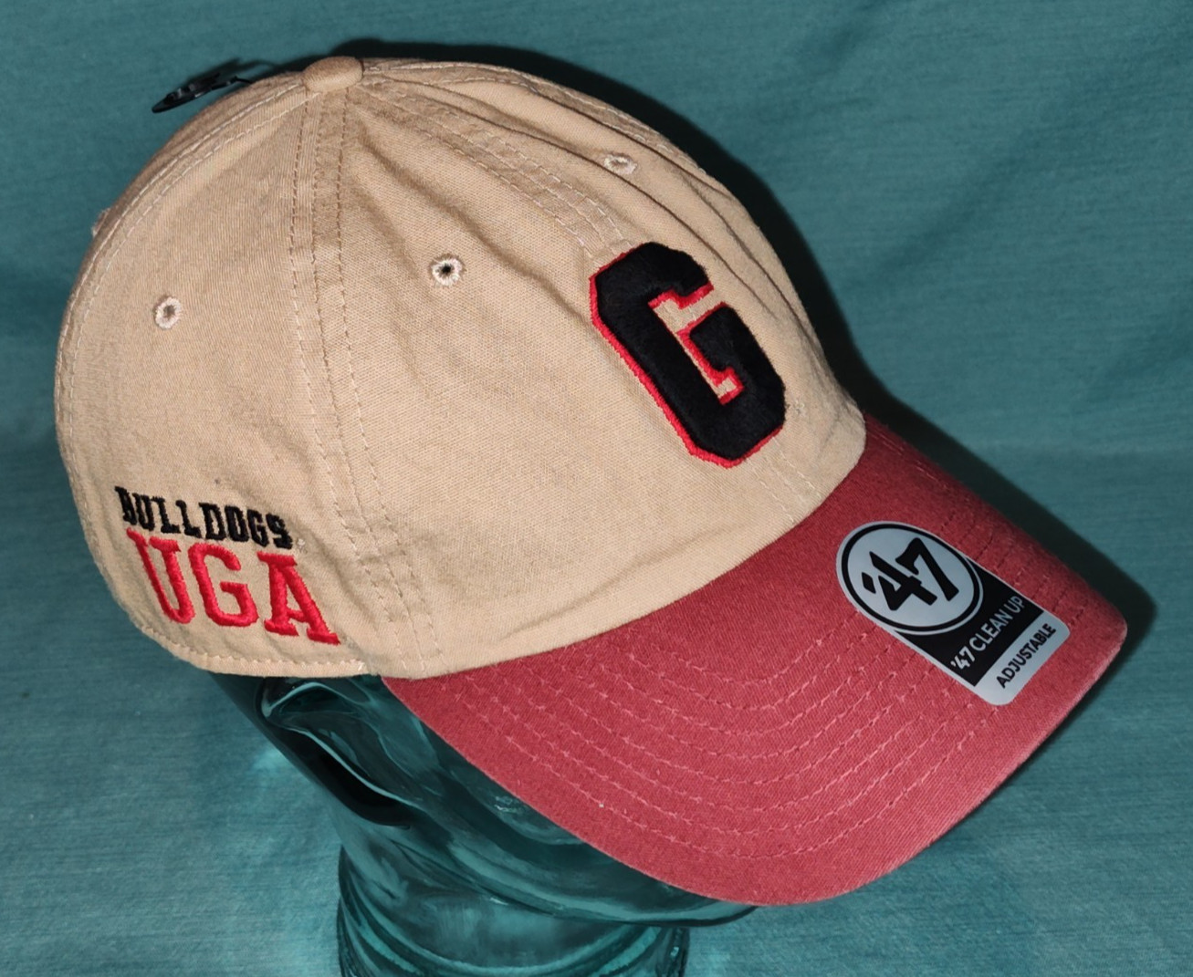 NEW ’47 Brand Clean Up Adjustable Hat Cap UGA Georgia Bulldogs Beige Red