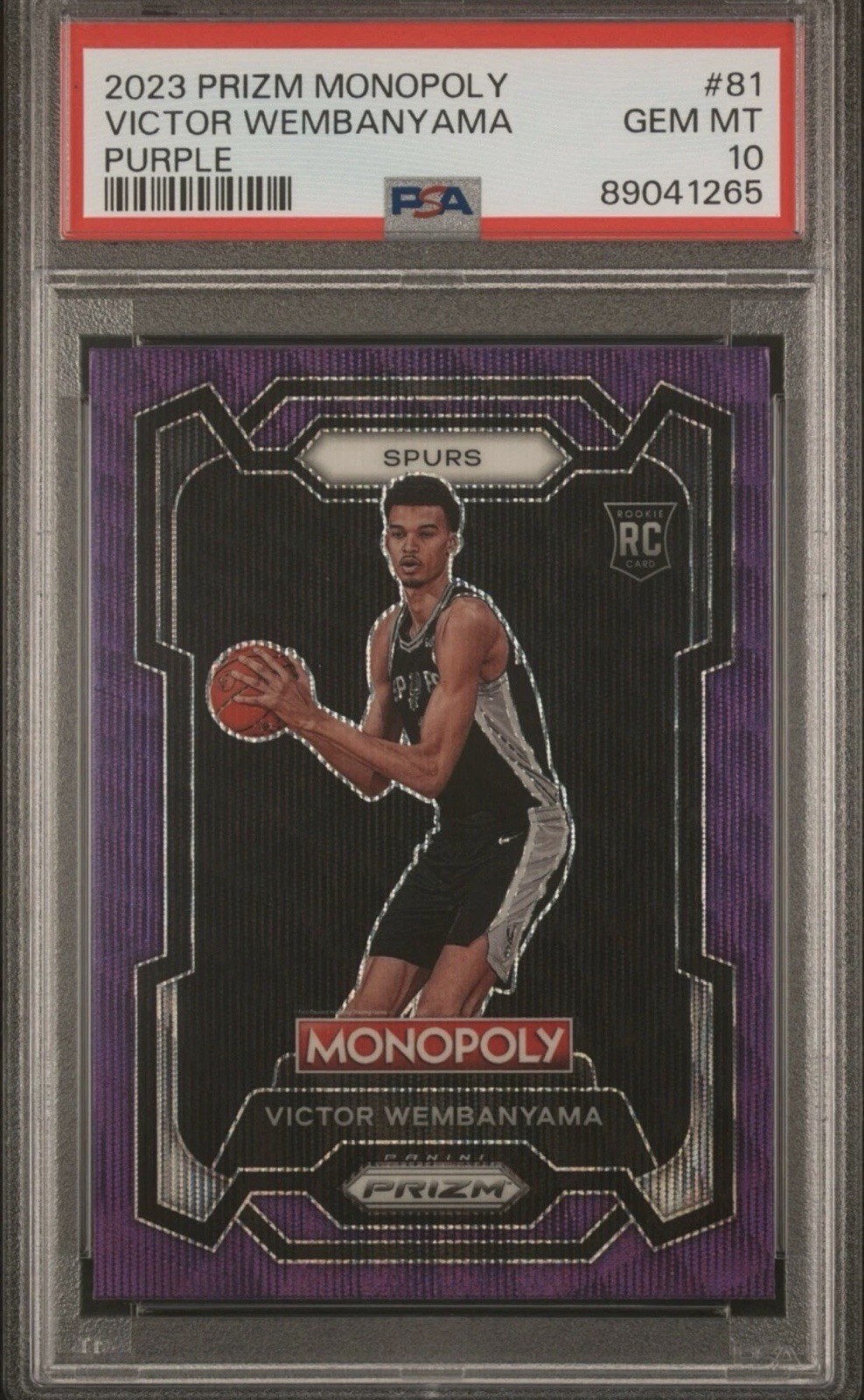 2023-24 Prizm Monopoly Victor Wembanyama Purple Prizm #81 Rookie (RC) PSA 10