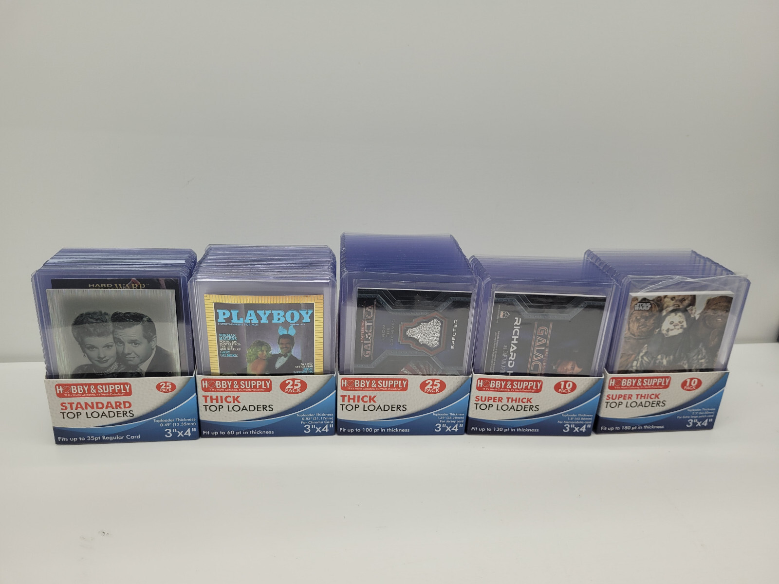 290 Assorted 3×4 inch Top Loader 35/60/100/180 point+600 Soft Sleeves HOLDER
