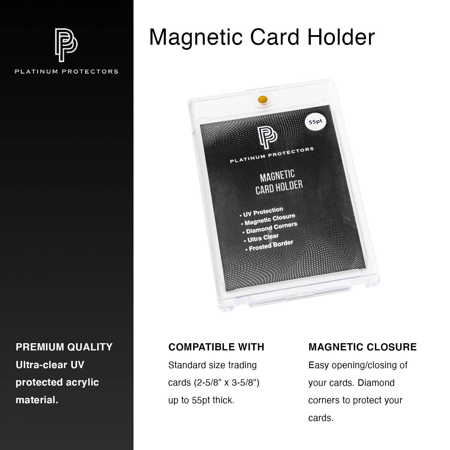 Magnetic Card Holder for 55pt Trading Cards One Touch Fit Clear UV Protection