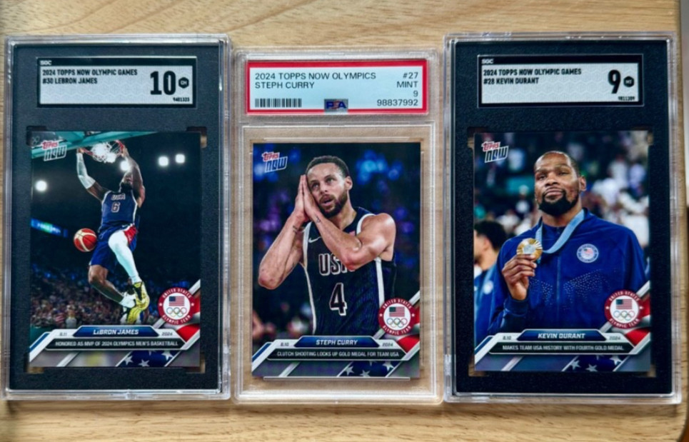 2024 Topps Now Olympics Stephen Curry/LeBron James/Kevin Durant Graded Card Lot