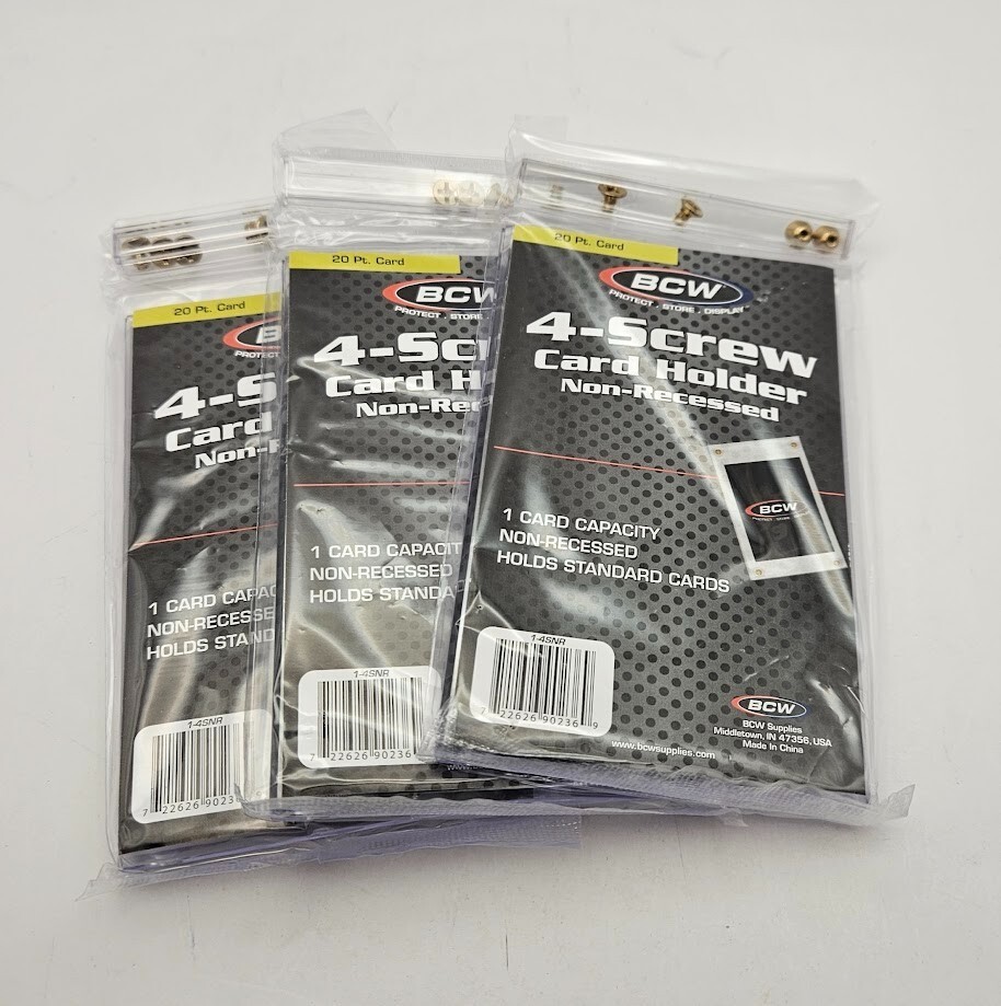 (3 Count Lot) BCW 4-Screw Screw-Down Trading Card Holder Regular Non-Recessed
