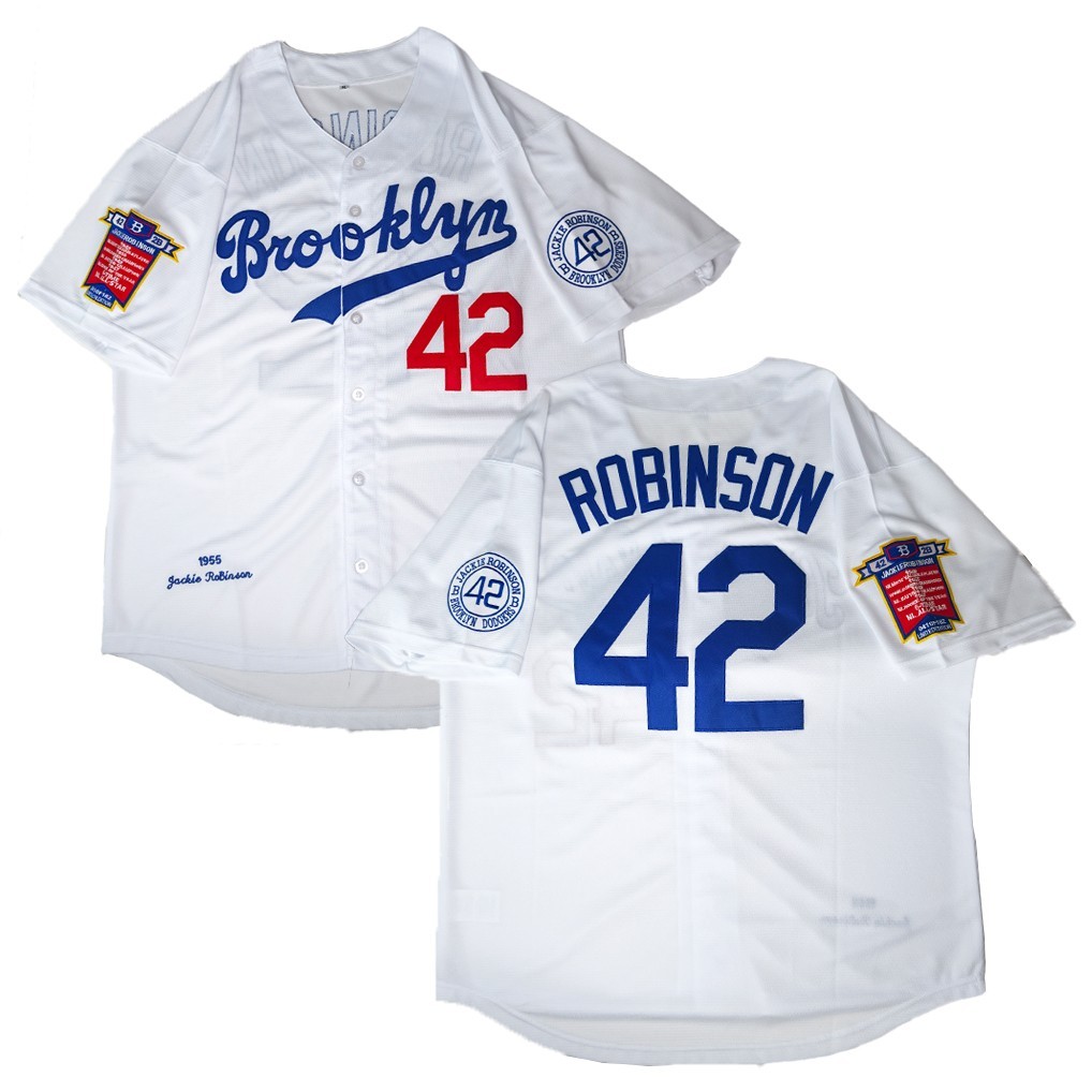 Men’s Jackie Robinson #42 Brookyn Legend White Embroidered Baseball Jersey