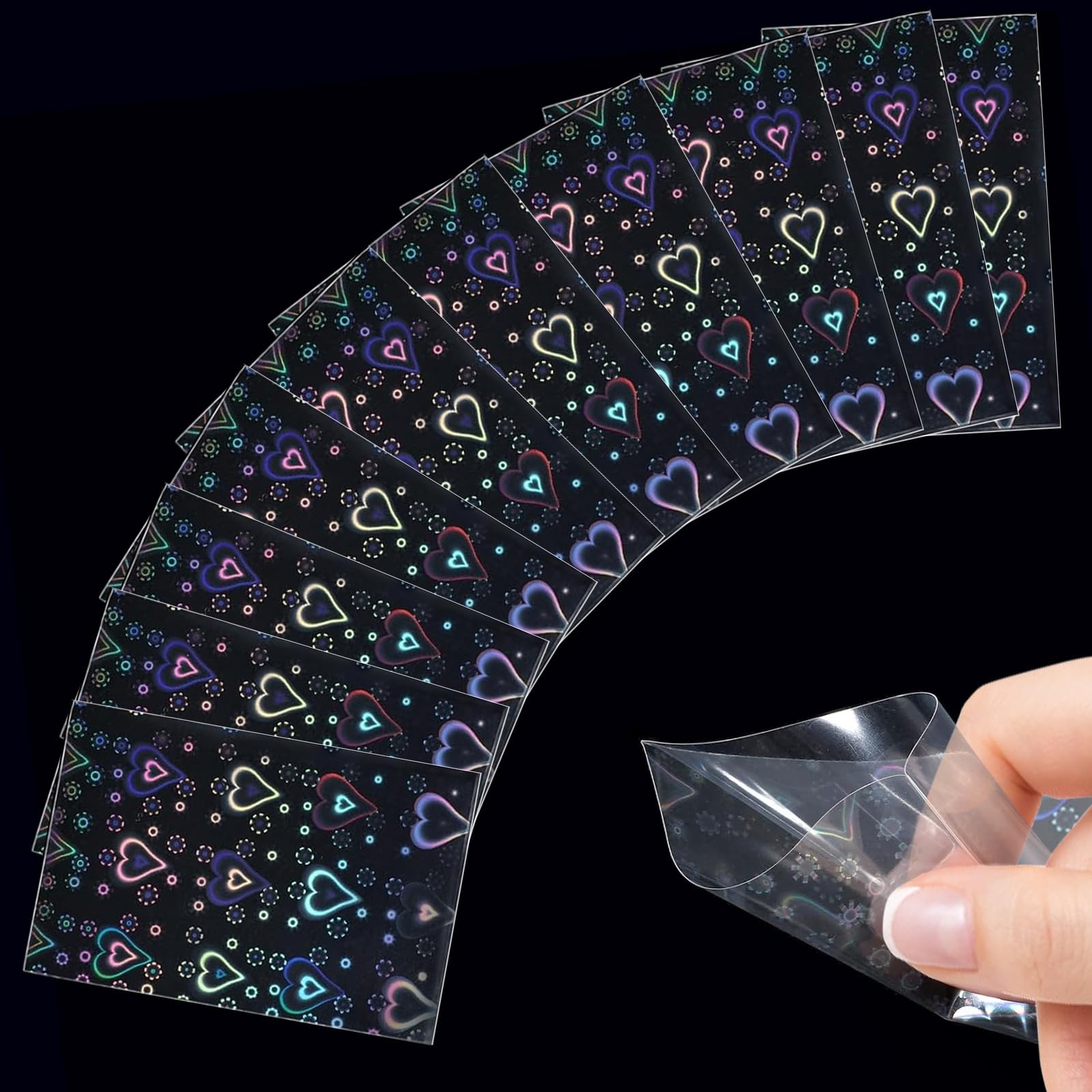 100Pcs Photocard Sleeves, Heart Laser Flashing Holographic Card Sleeves, 200 …