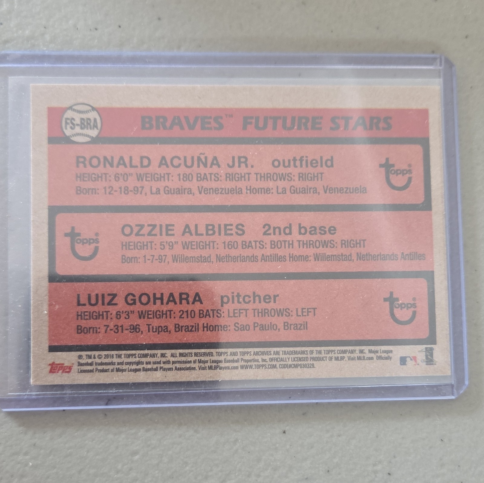 2018 Topps Archives Braves Future Stars 1981 Design FS-BRA Acuña Albies