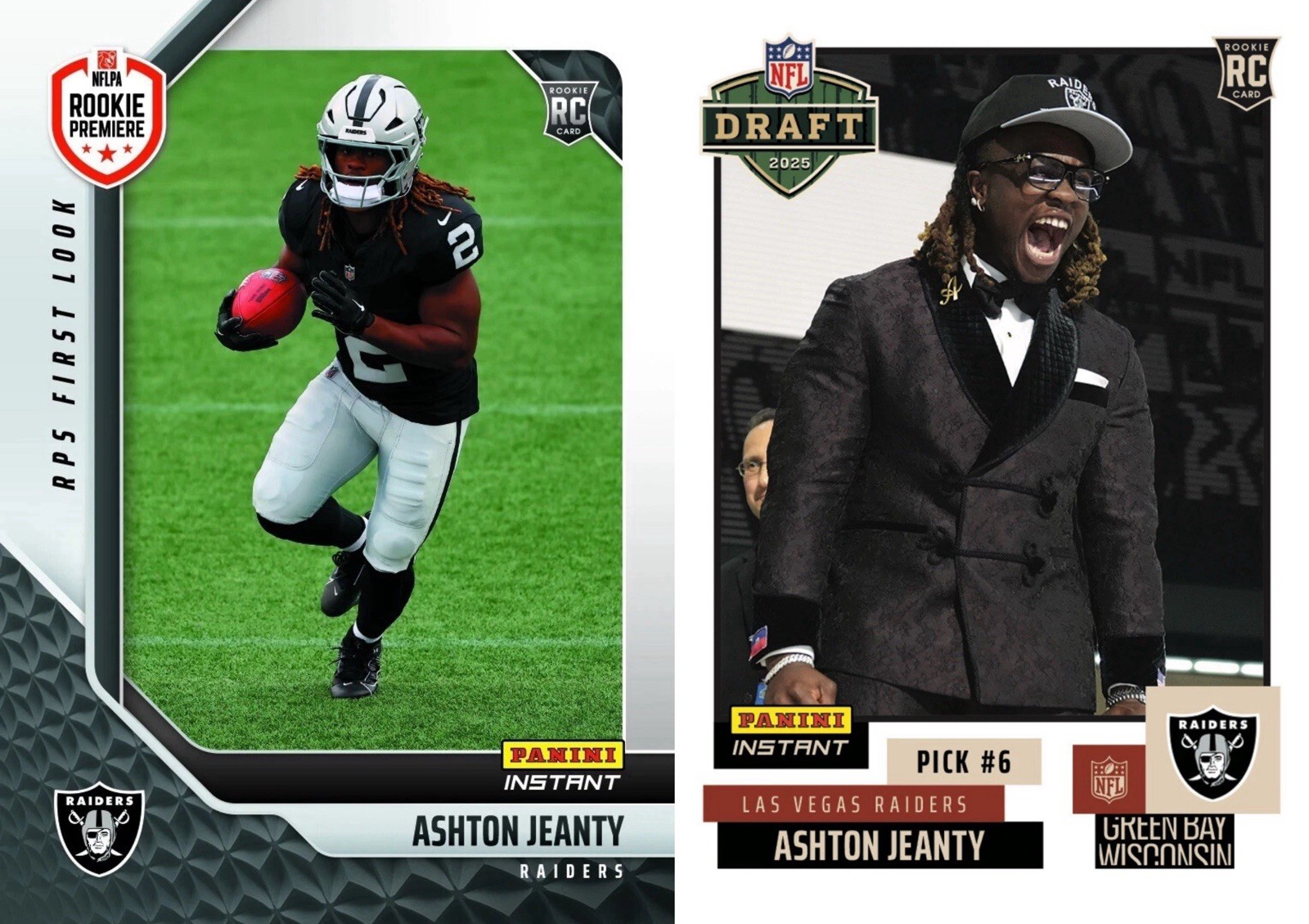 Ashton Jeanty 2025 Panini Instant NFL RPS FIRST LOOK Rookie Draft Night Raiders