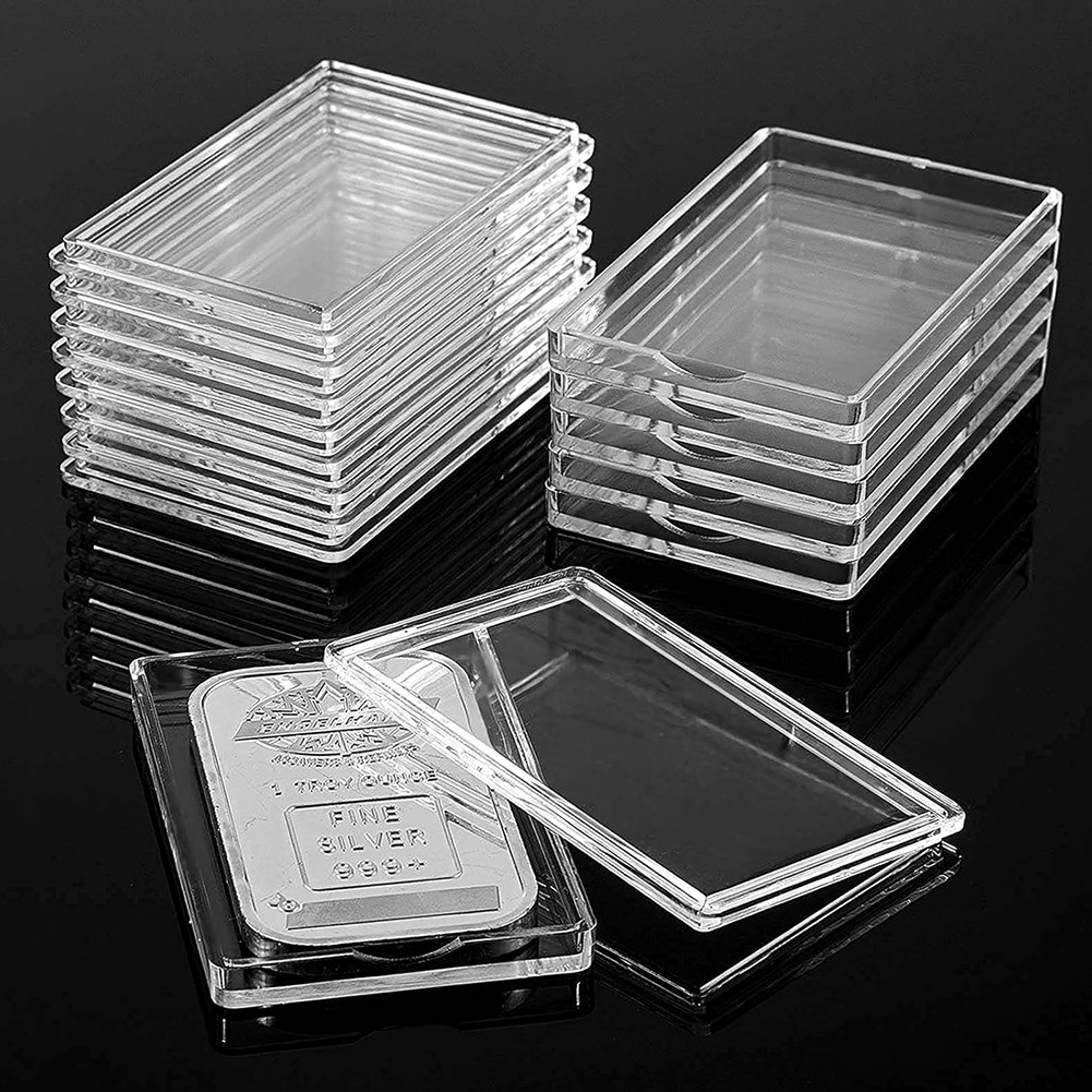 5-50 Pcs 1 Oz Silver Bar Holder Acrylic Storage Clear Case Capsule Container