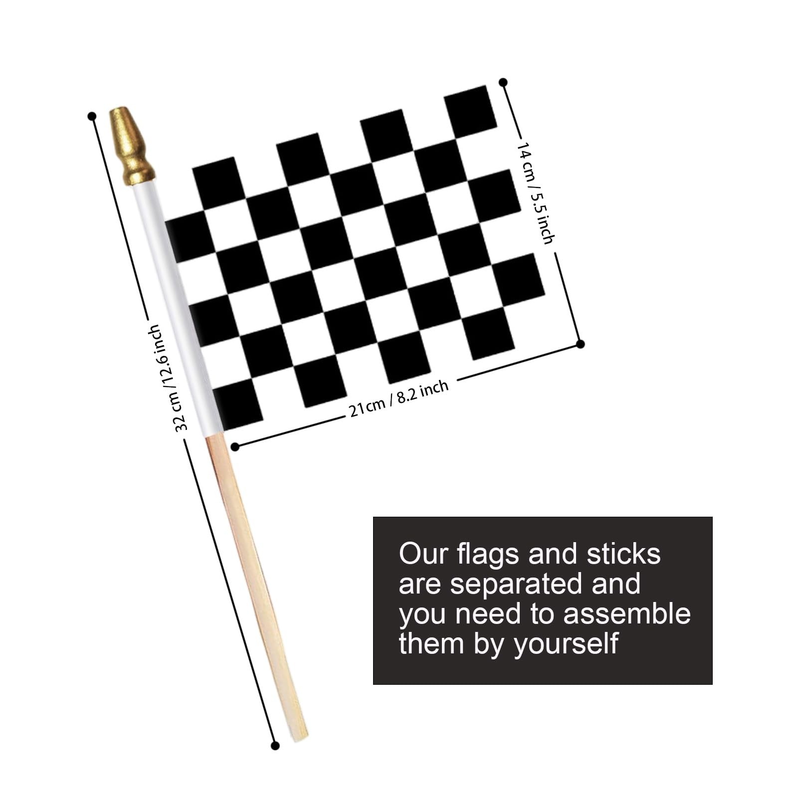 AhfuLife 30 Pcs Checkered Handheld Flag for Racing 5×8 Inch-30 Pcs,