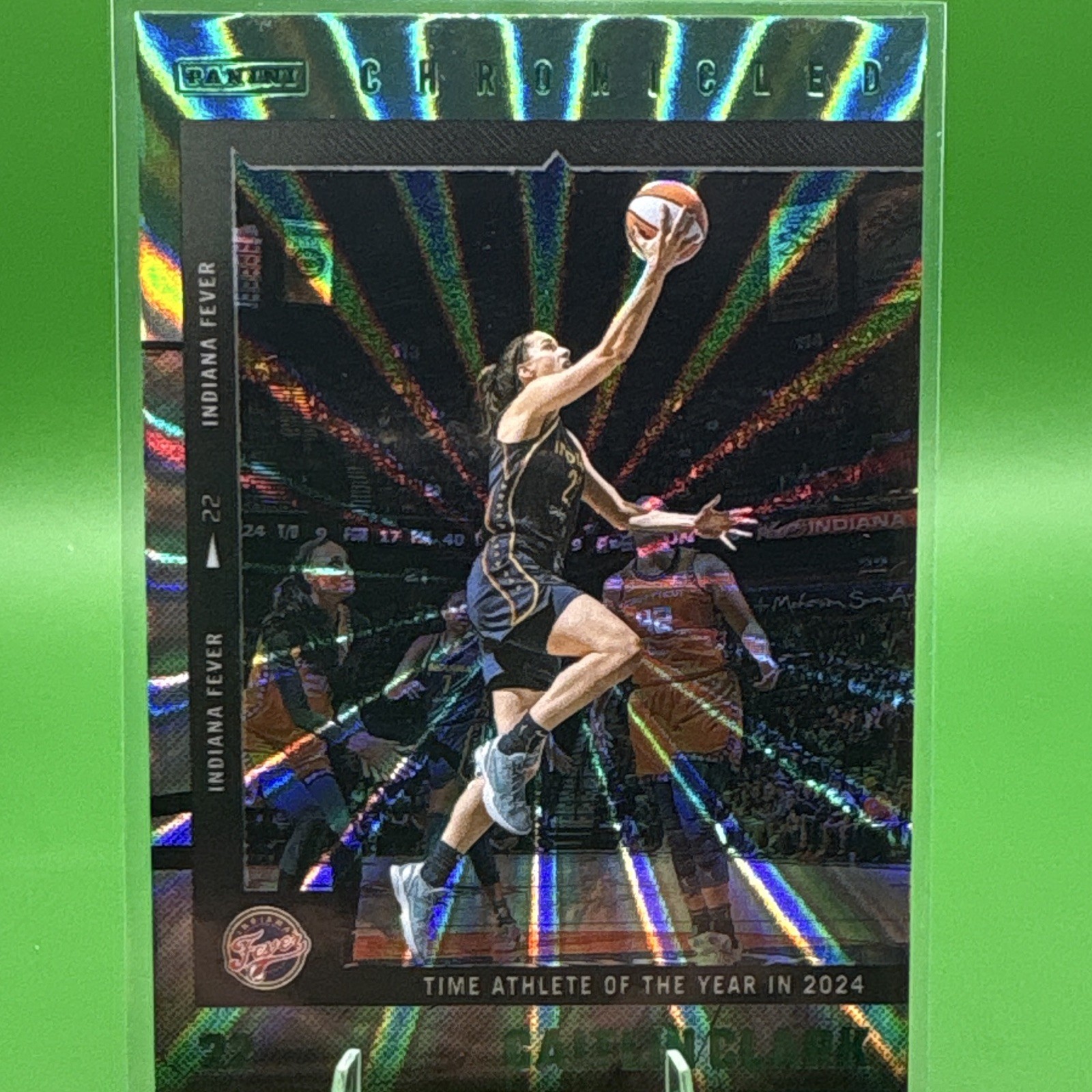 Chronicled #18 GREEN LASER Caitlin Clark Time Athlete of the Year Indiana Fever